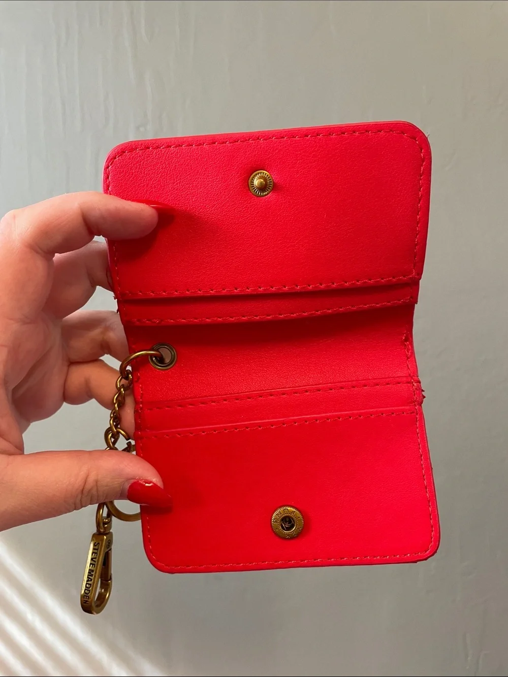 Steve Madden Red Gingham Card Holder Keychain - EUC